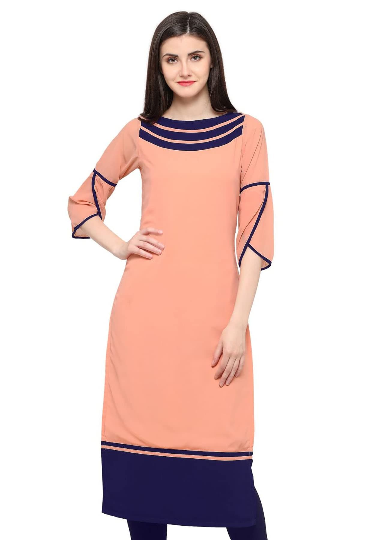 SHOPPING QUEEN Women's Georgette Straight Kurta