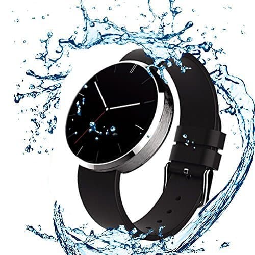 Aberobay DM360 Multifunction Waterproof IPS 1.22inch Round Lcd Touch Screen Smartwatch Grade of waterproof IP67 Heartrate Monitor Heart Rate Fitness Tracker Bluetooth Smart Watch Pedometer-Silver