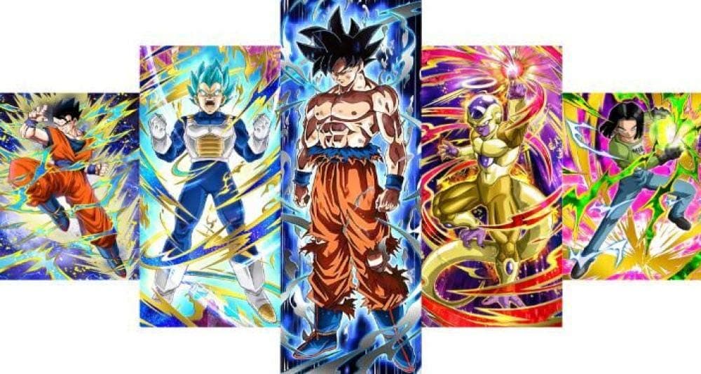 LHSRKL Canvas Wall Art 5 Pieces HD Canvas Prints 5 piece canvas art vegeta super saiyan painting Goku and Vegeta poster Dragon ball