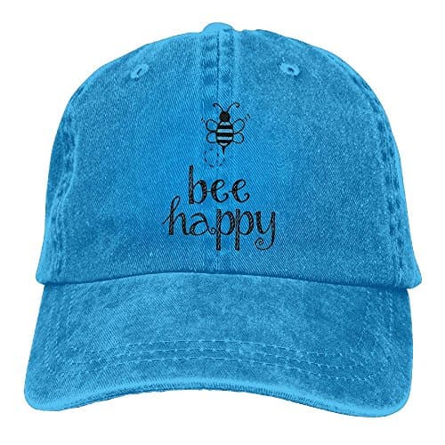 Bee Happy Hat Snap-Back Hip-Hop Cap Baseball Hat Head-Wear Cotton Snapback Hats Royalblue