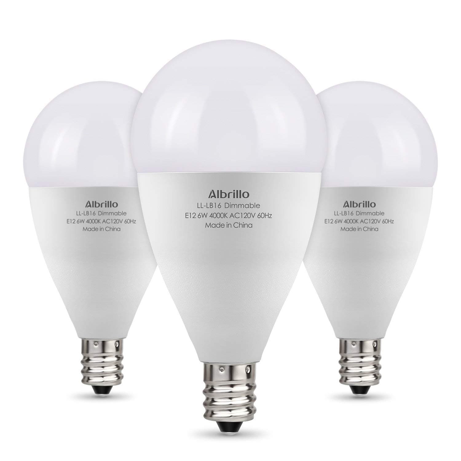 Albrillo E12 LED Bulb Dimmable, LED Candelabra Bulb 60 Watt Equivalent, Daylight White 4000K, 3 Pack