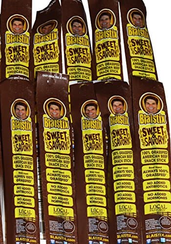 Pure Grassfed U.S.A. Beef Jerky Snack Sticks - 10 Sweet &amp; Savory | Grass Fed | Gluten Free | No Antibiotics | No Hormones | No Nitrates