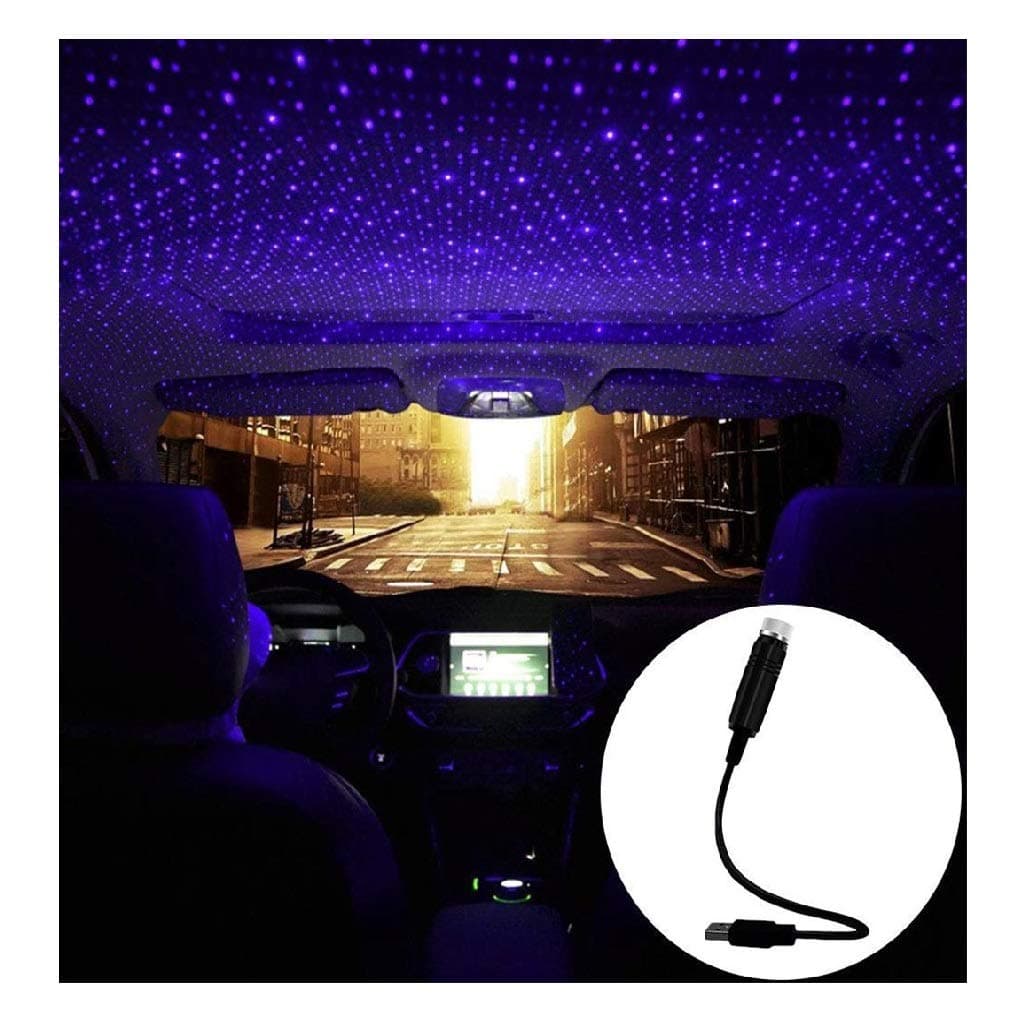 Romantic Auto Roof Star Projector Lights, Flexible Romantic Galaxy USB Night Lamp Fit All Cars Ceiling Decoration Light Interior Ambient Atmosphere (Purple)