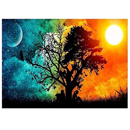 HEWADY DIY 5D Diamond Painting Kit, Rainbow Tree Crystal Full Diamond Rhinestone Painting By Number Cross Stitch Kit Embroidery Craft Home Decor (11.8"x 17.8")