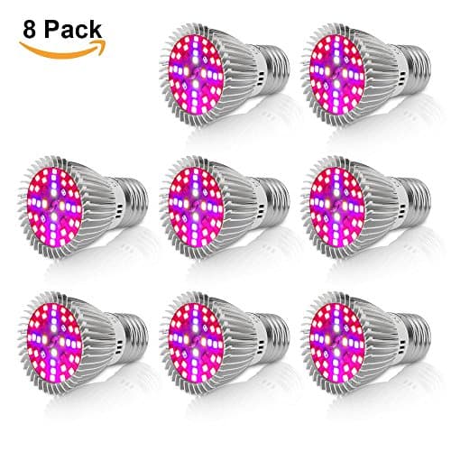 Led Grow light Bulb,Derlights 40W E27 Full Spectrum Led Grow light Bulb, SMD2835 Grow Plant Light for Indoor Garden Greenhouse And Hydropoics Greenhouse Organic,Pack of 8