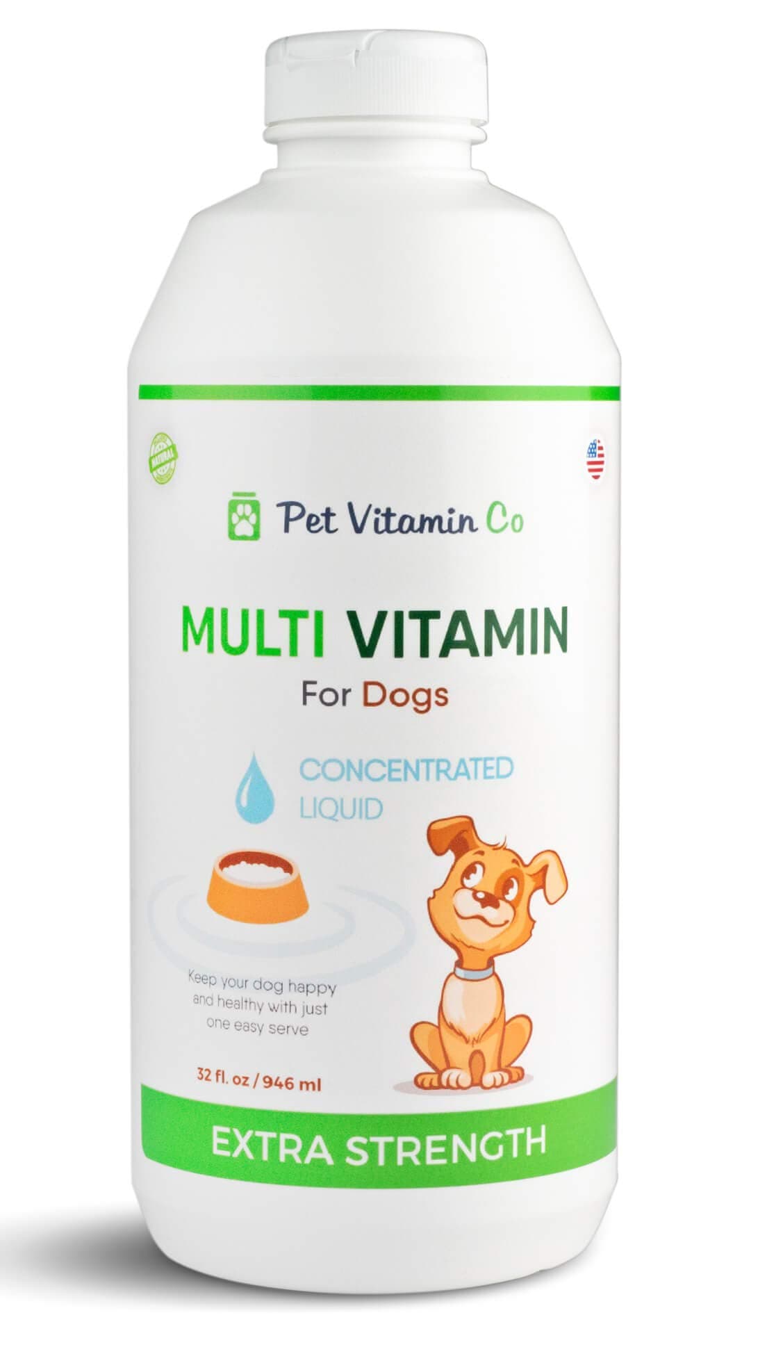 Natural Liquid MultiVitamin for Dogs - Includes Omega 3, 6, 9 Fatty Acids - Glucosamine & MSM for Healthy Joints - Improves Coat, Skin & Keeps Heart Healthy - 32fl oz