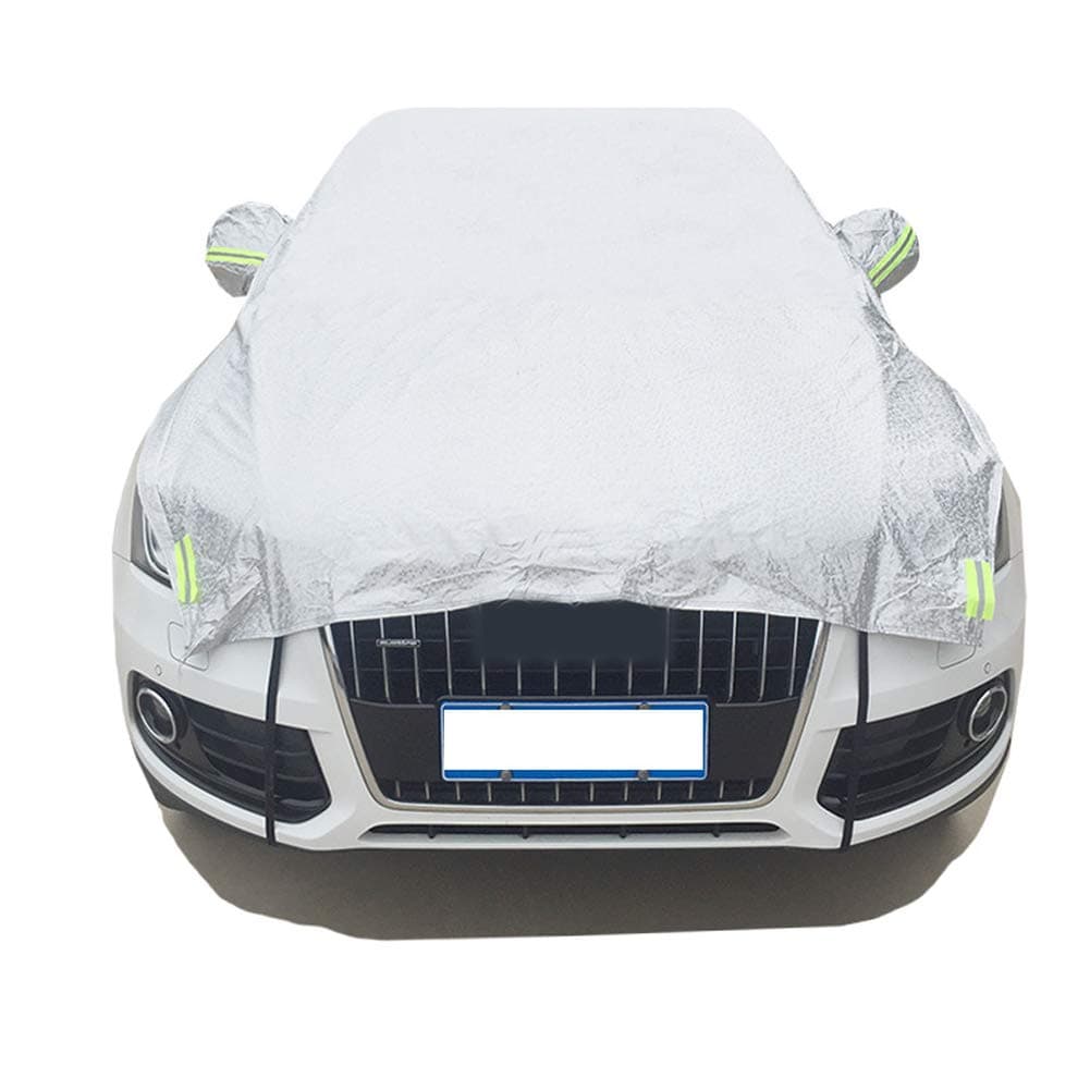 JUST N1 Safe View Half Car Cover Top Waterproof Dustproof Windshield Cover Snow Ice Winter Summer Windshield for Sedan SUV (Silver)