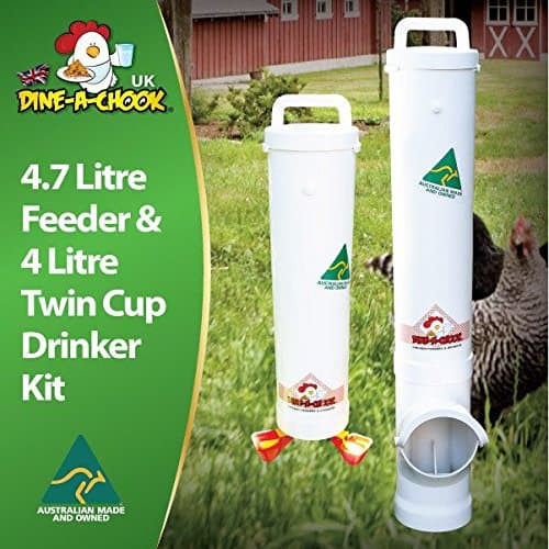 Dine a Chook 4.7 Litre Chicken Feeder and 4 Litre Twin Cup Drinker Kit