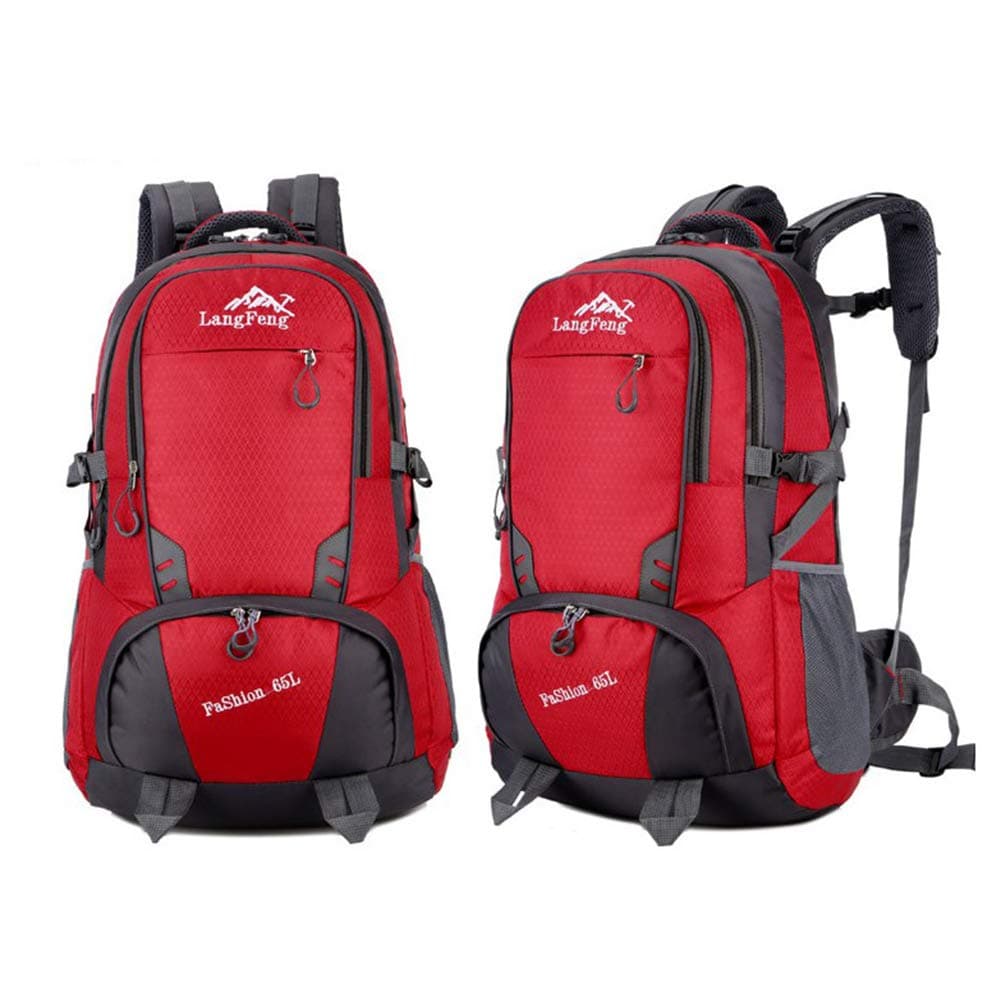 She charm 65L Internal Frame Backpack Hiking Travel Backpack Camping Rucksack Extra Large, Hiking Backpack for Men and Women,Red