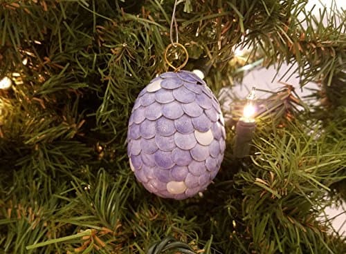 Ice Dragon Egg Ornament 2.5" Color Changing Light Blue to Silvery White Handmade