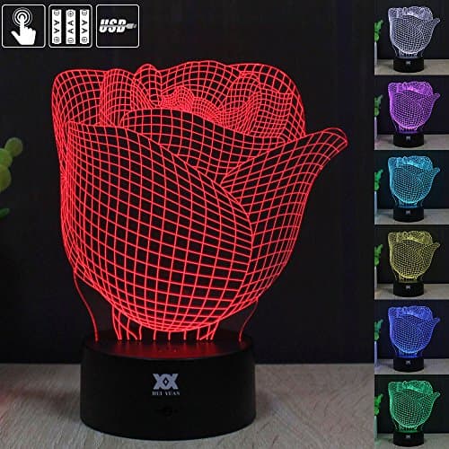 3D illusion Rose Touch contral Table Desk Night Light Lamp Home Office Childrenroom Decoration and Holiday Birthday Lover and Valentines Gift