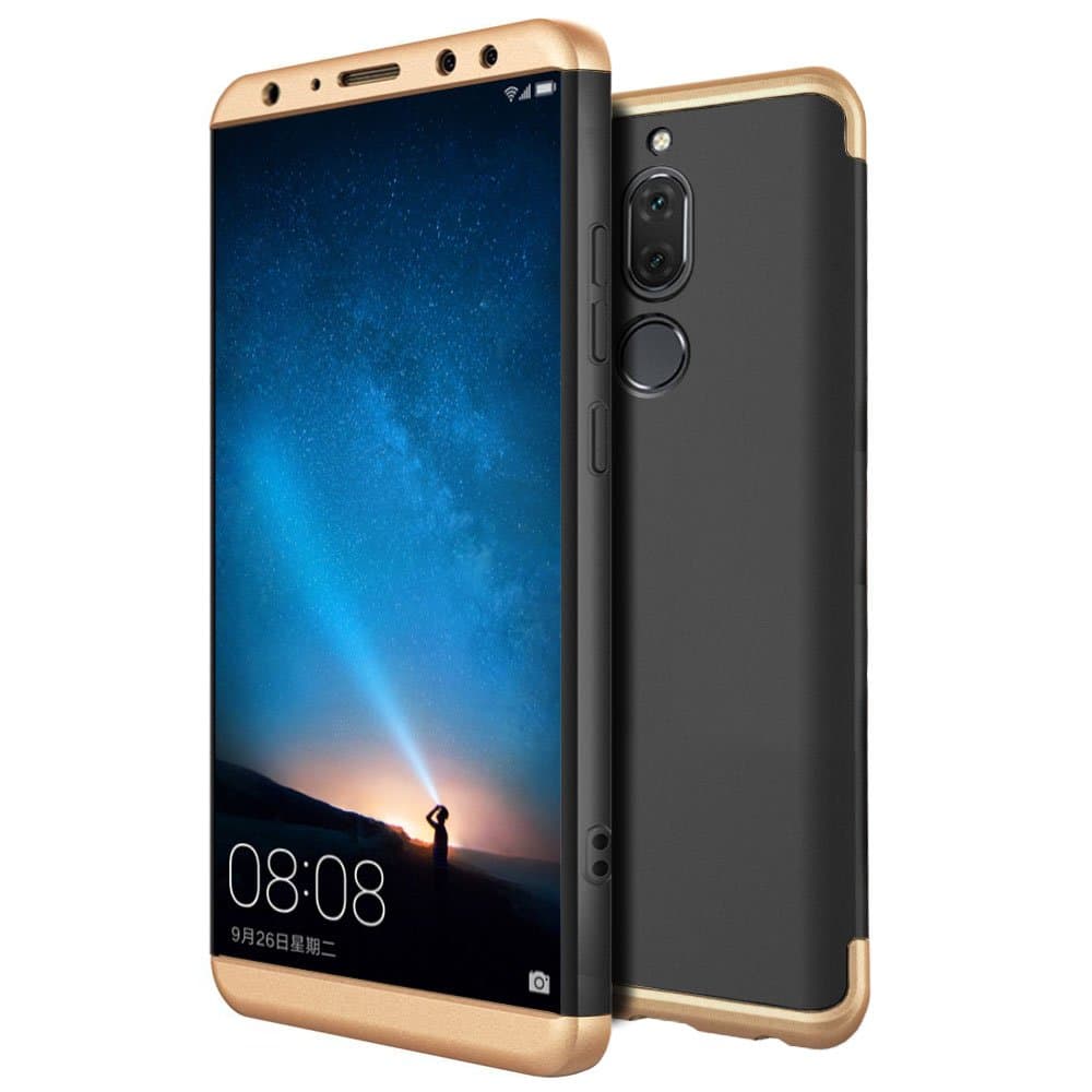 Huawei Mate 10 Lite Case, Eabuy Hybrid 3 in 1 Combination Protection Hard PC Matte Finish Anti-Scratch Anti-Slip Case Cover for Huawei Mate 10 Lite/Nova 2i / Honor 9i Black Gold