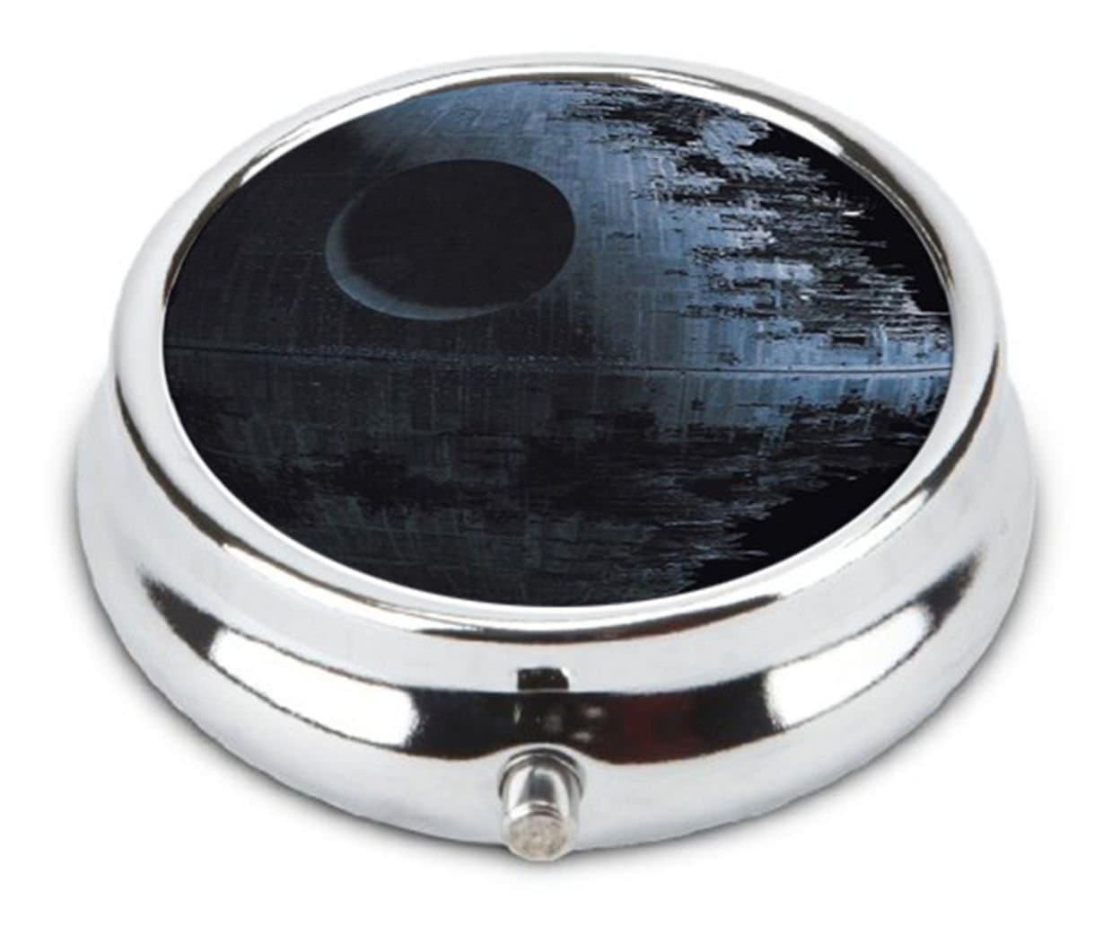 OceanArt Custom Star Wars Death Star Unique Silver Tone Round Pill Box Medicine Tablet Organizer or Coin Purse