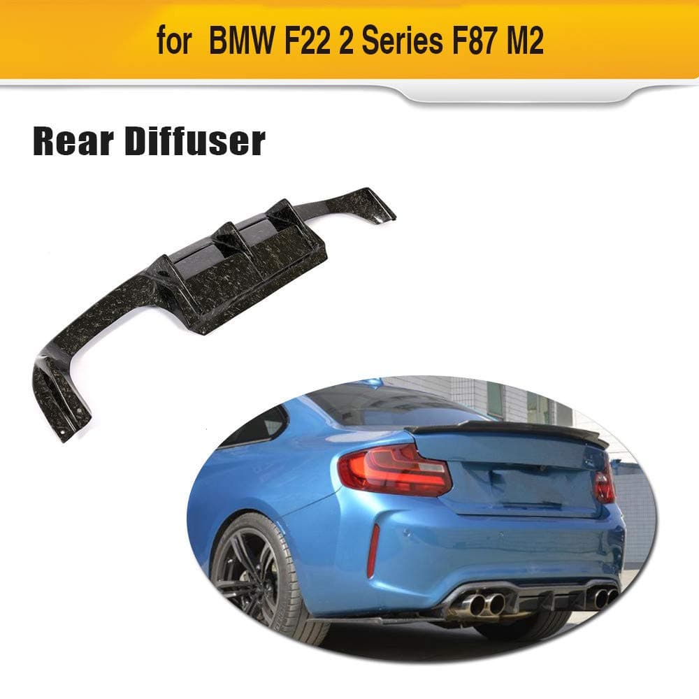 MVMTVT Diffuser Spoiler for BMW F87 M2 2016-2017, 3 Pcs/Set Real Carbon Fiber Forged Composite Diffuser Rear Bumper Lip Spoiler Protection