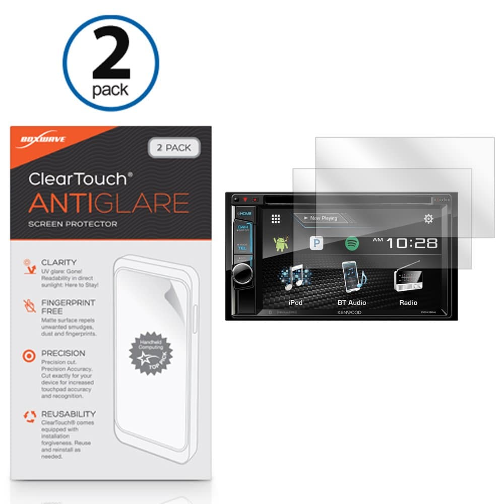 Kenwood Excelon DDX394 Screen Protector, BoxWave [ClearTouch Anti-Glare (2-Pack)] Anti-Fingerprint Matte Film Skin for Kenwood Excelon DDX394