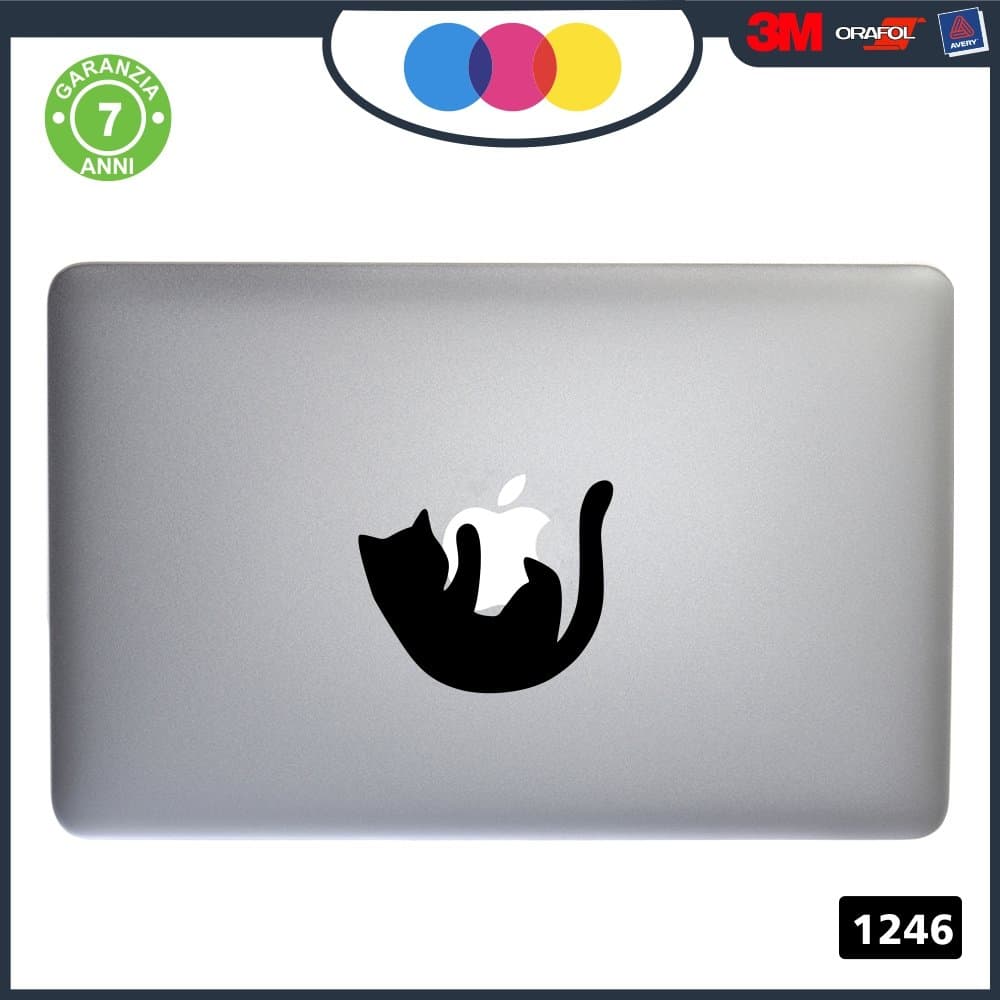 Sticker Cat – kitten – -for all models of Mac Book Apple 13 – 15 – 17 – -Sticker for any Computer also not MAC BOOK – Black Cod. 1246