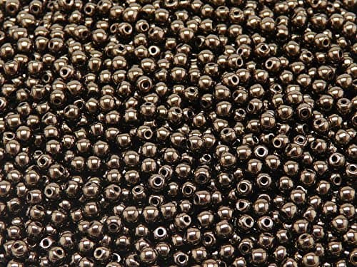100pcs Czech Pressed Glass Beads, Round 3mm, Jet Copper Luster