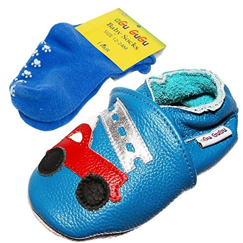 Fire Fighter Soft Sole 100% Real Leather Baby Boy, Infant,Toddler Pre walker Shoes with Matching Anti-Slip Socks (12-18 months, Firefighter D)