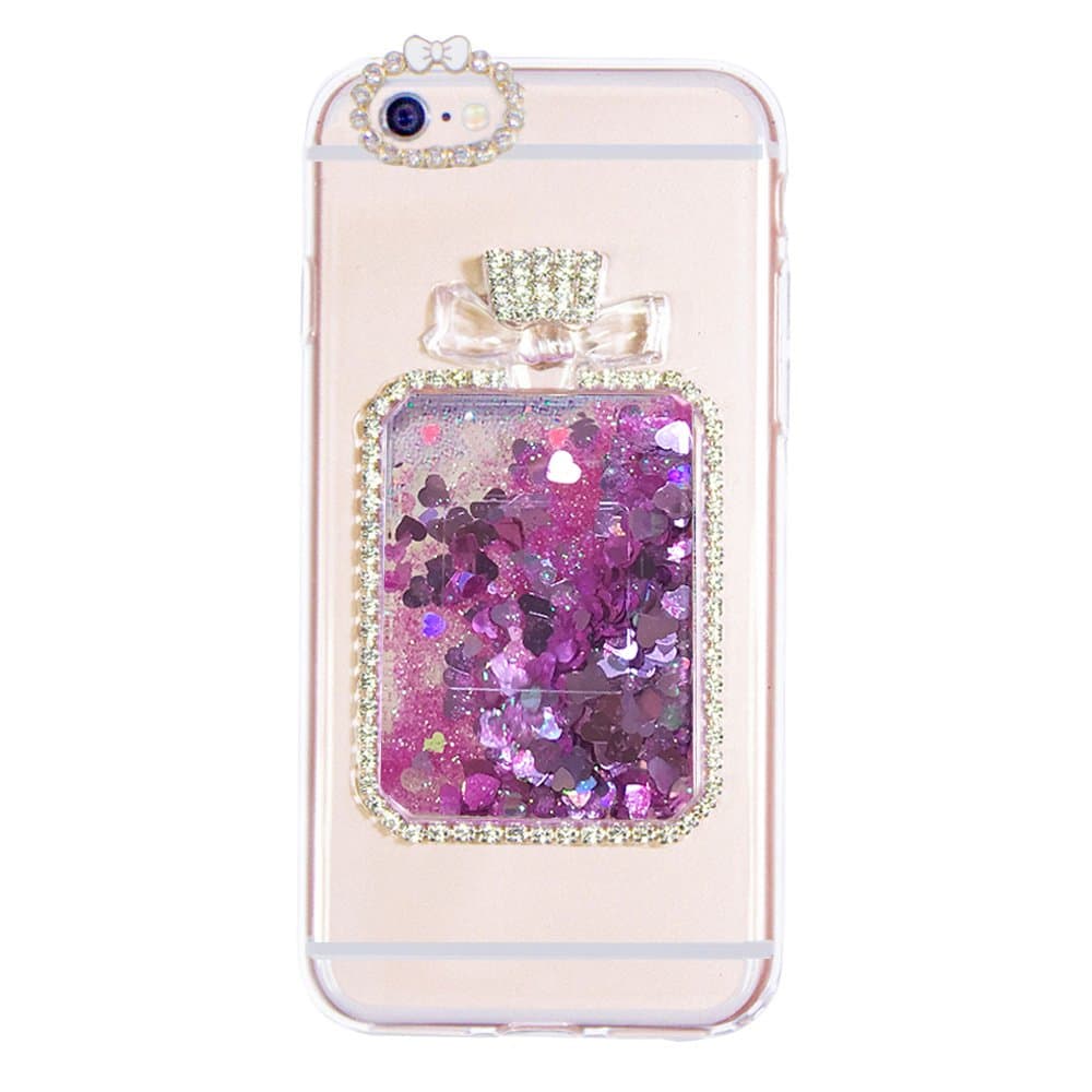iPhone 6/6s Plus Case, MOEIDO Liquid Quicksand Bling Love Heart Design Perfume Bottle Case, Adorable Waterfall Floating Moving Shine Glitter Quicksand Soft Case for iPhone 6/6s Plus 5.5", Pink
