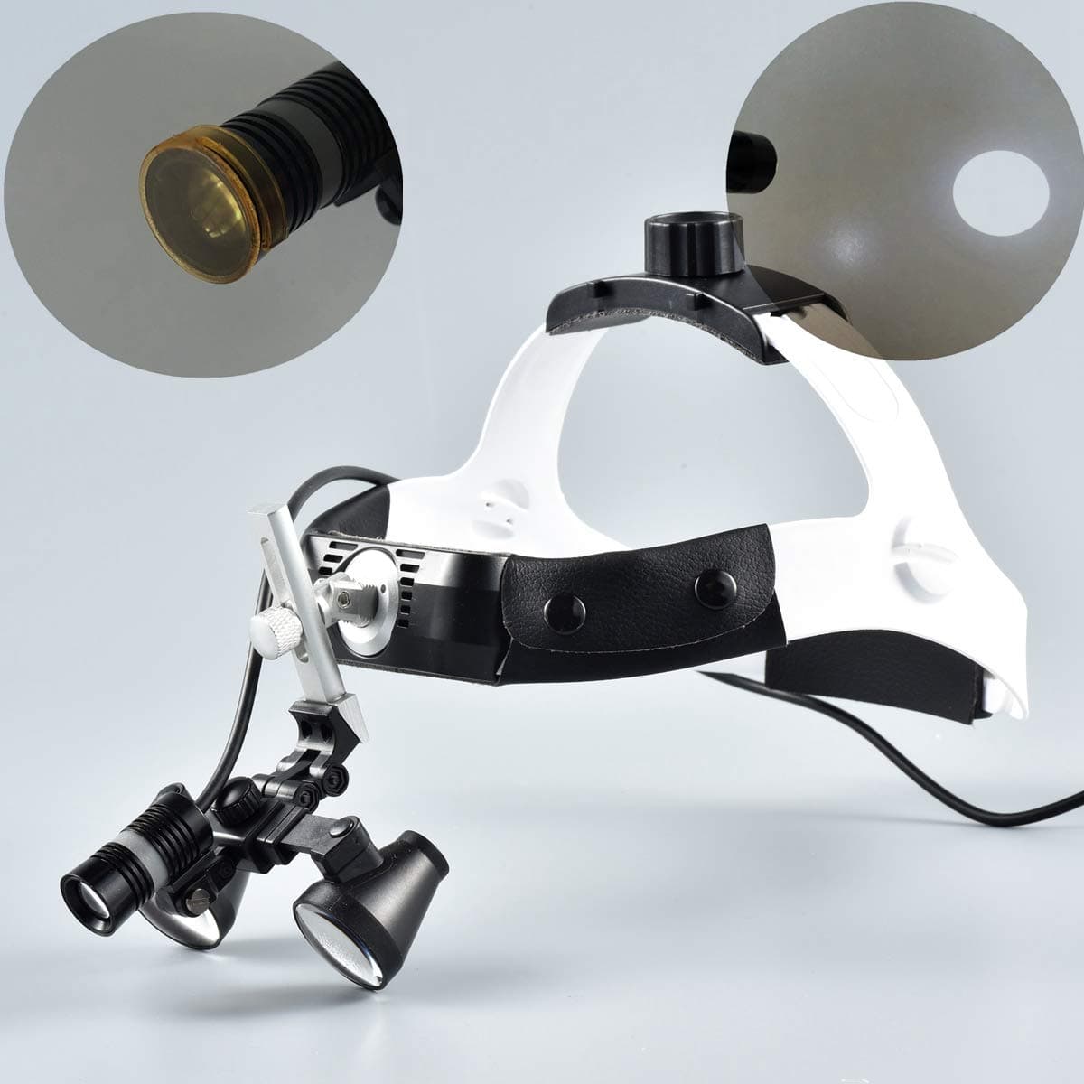 Songzi Optics 2.5X 3X 3.5X Optional Headband Binocular Medical Surgical Dental Loupes SZM06B Led Headlight with Light Spot (Working Distance :(360-460 mm) R, Magnification: 3X)