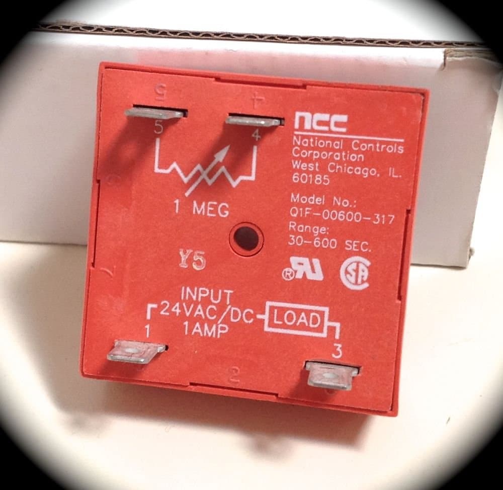 NCC Q1F-00600-317 30-600 Second 24VAC/DC Cube Type On-Delay Time Delay Relay 1 Amp Load