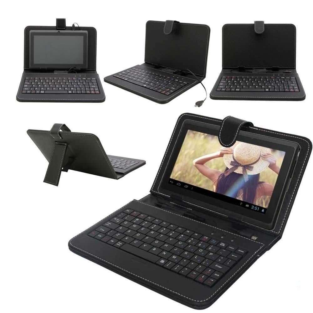 REALMAX® 9inch QWERTY keyboard stand universal pu leather case cover light weight portable protective for all android tablets with micro USB connector