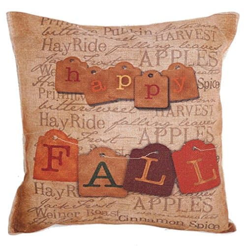 Throw Pillow Cover, Onker Cotton Linen Square Decorative Throw Pillow Case Cushion Cover 18" x 18" Happy Fall Vintage Letters Printed