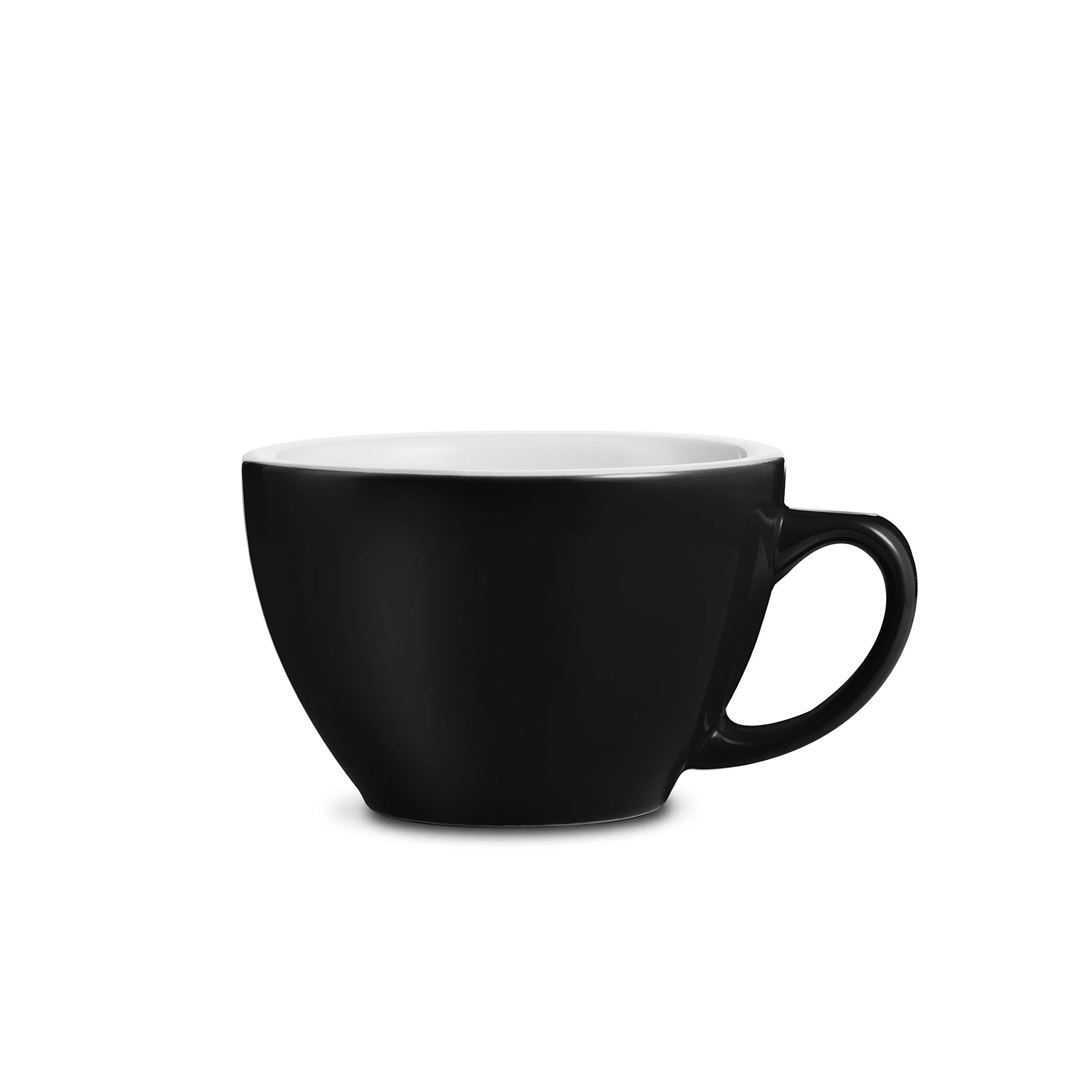 LOVERAMICS Egg Style Cup and Saucer for Small Cappuccino, 150ml (5 oz) (Black, 6)
