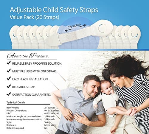 Adjustable Child Safety Straps - Value Pack (20 Straps) FREE 3M PADS