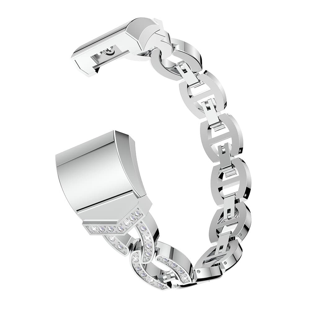 for Fitbit Charge 2 Bands, Bling Rhinestone Metal Bracelet Replacement Band for Fitbit Charge 2 Watch Band Strap Repalcement Accessories (Silver)