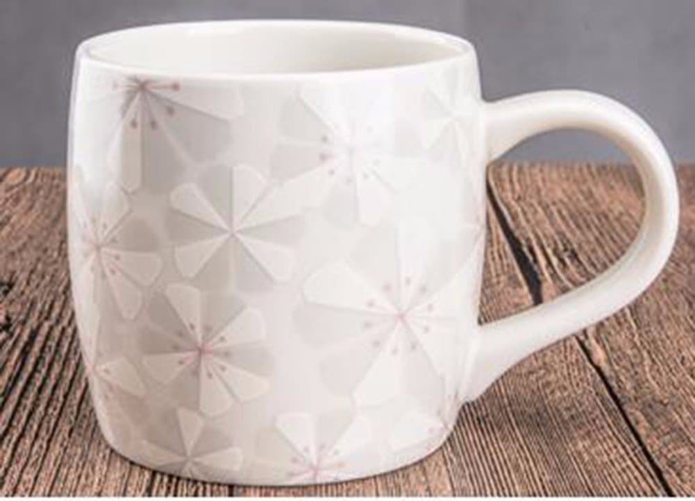 QPSSP Creative Starbucks Coffee Cup Coffee Cup Ceramic Cup With Sakura Wind Cover The Couple Mug Simple Female Office Cup Within The European Cup With The Bamboo Powder Cover Pad,B