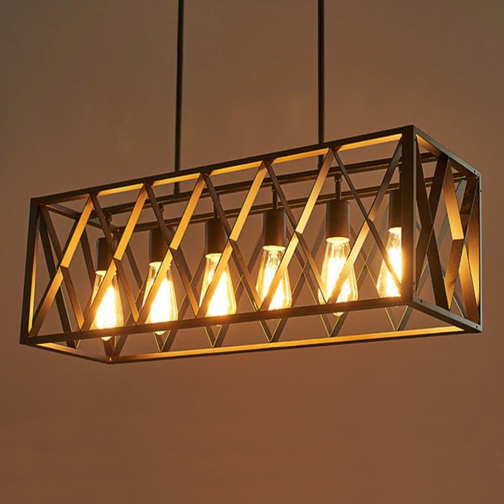 Joypeach 6 Light Nordic Creative Personality Retro Lighting Restaurant Lights Bar Style Iron Industry Chandelier for Living Room 110V