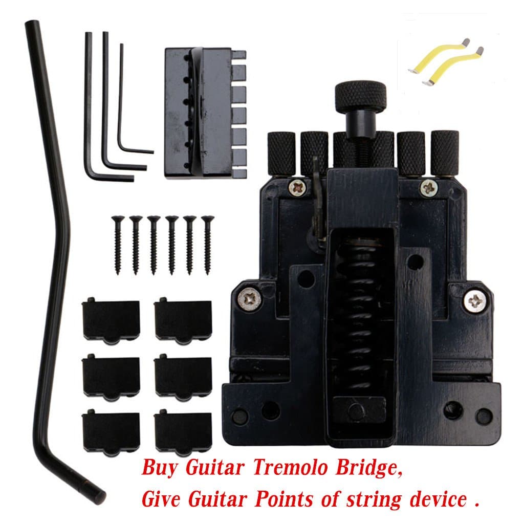ULKEME 6 String Saddle Guitar Tailpiece Tremolo Bridge For Headless Guitar Replacement + Points of string device