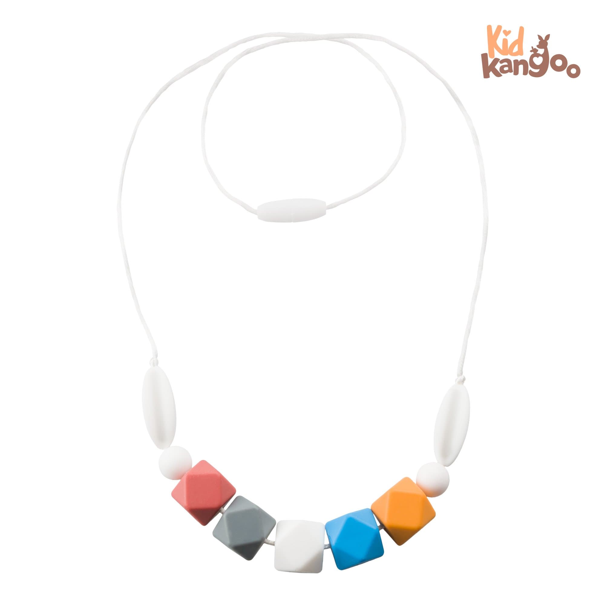 Bite collar for babies - Lactation teether with organic silicone antibacterial food - Lactation teether - collar assembled so that it is not tangled - Teether with patented material that guarantees the use in infants and children - Does not contain BPA, cadmium, latex, metals, PVC Or any other toxic substance - teething drinker collar for teething - easy washing with soap and in dishwasher - waterproof teether collar. Multicolor - orange, blue, white, black, red