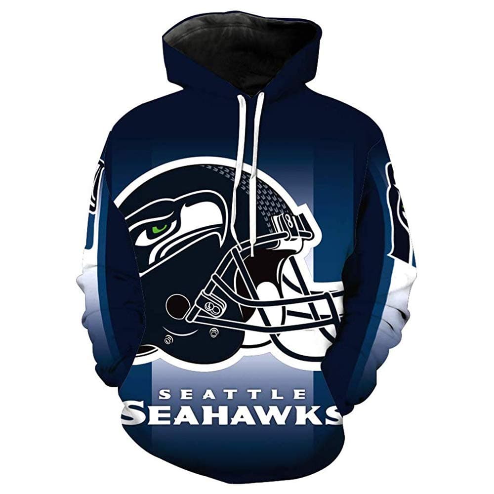 Icer Brands NFL Mens Team Logo Long Sleeve Hoodie Pullover Sweatshirt Tie Neck