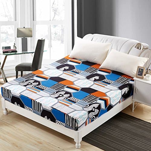 Polyester Bed Sheet Printed Sheet with Elastic Band Mattress Cover Hot Sale Fitted Sheet with Rubber Band MRCL101 90X200cm