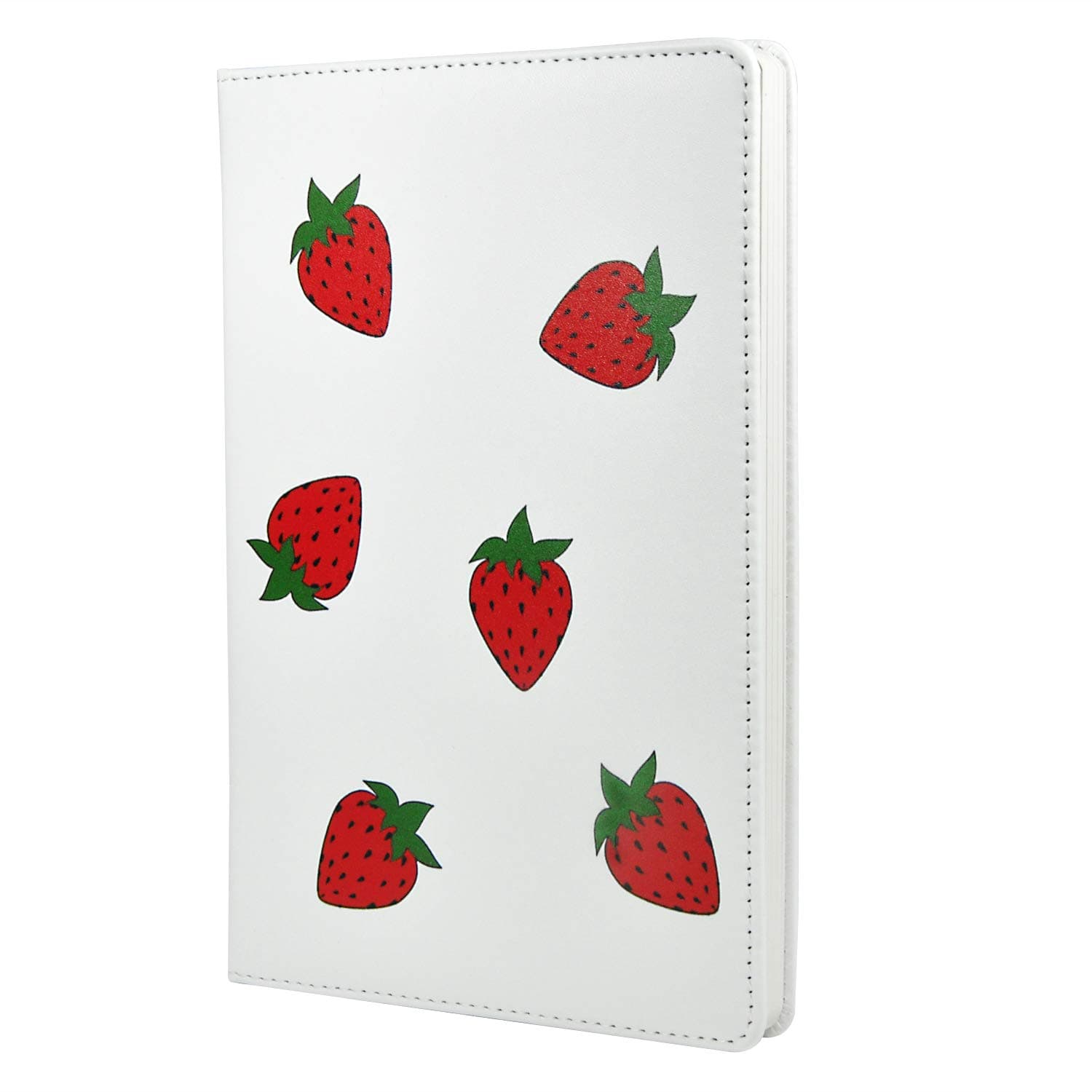 Cute Notebook Journal, A5 Size 5.5 X 8.3 inches, Dotted Grid Page, 200 Pages, Hard Cover, Fine PU Leather (Strawberry dot)