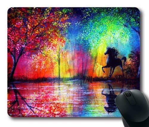 Colorful Trees and Horse Mouse Pad