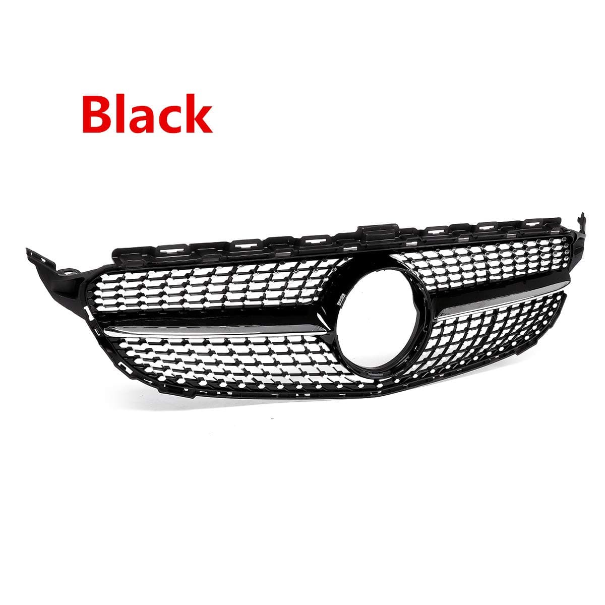 Car front grill diamond mesh style grille ABS Hood Bumper grille for Mercedes C Class W205 C200 C250 C300 C350 2015-2018,Black