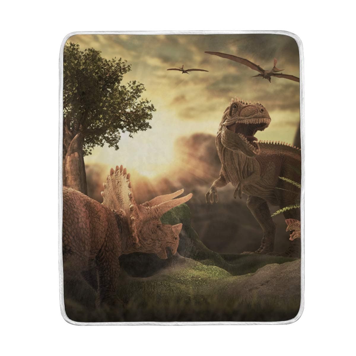 JSTEL Lightweight Blanket 130 X 150 com for Adults Men Women Girls Kids Girls Boys Teens Bed Extra Soft Polyester Fabric Super Warm Sofa Giant Dinosaur 3D Blanket Throw Size 50 x 60 Inch