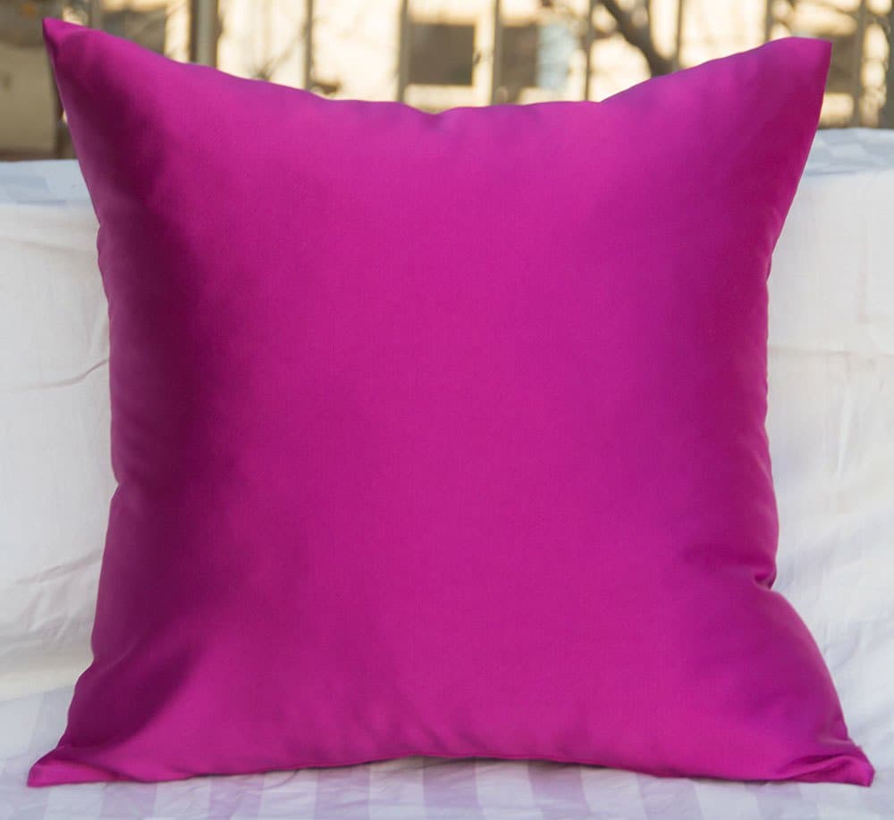 TangDepot Solid Heavy Satin Decorative Throw Pillow Cover, Euro Pillow Shams, European Throw Pillow Covers, Indoor/Outdoor Cushion Covers - (28"x28", Purple)