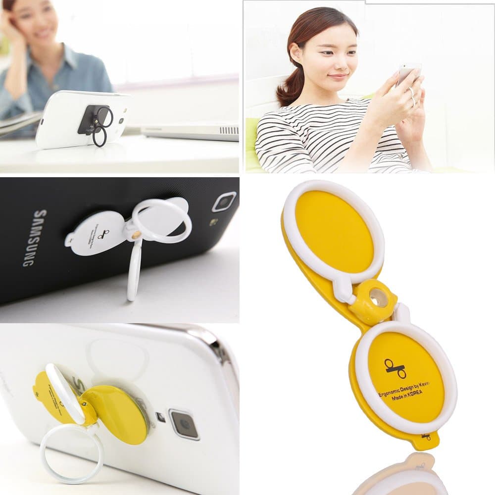 Smart Ez Finger Smart Phone Mount , Tablet Holder and Stand Ring for Iphone6 Plus Galaxy S5 Nokia Lumia (Yellow)