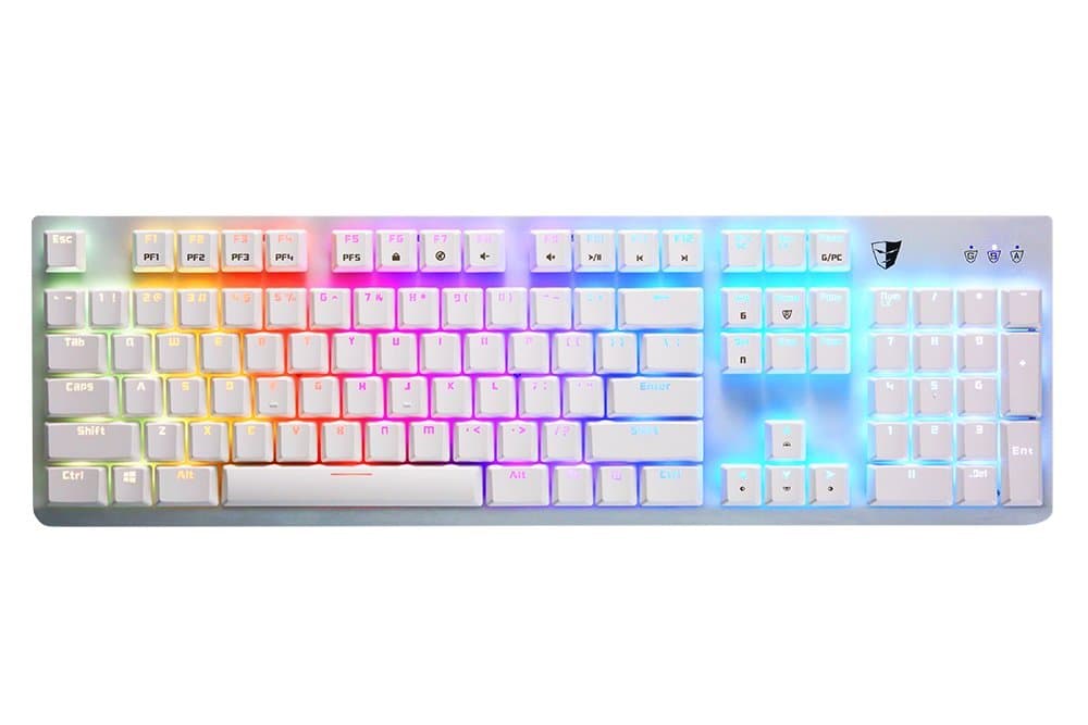 Tesoro Gram Spectrum Low Profile G11SFL Blue Mechanical Switch Single Individual Per Key Full Color RGB LED Backlit Illuminated Mechanical White Gaming Keyboard TS-G11SFL W (BL)