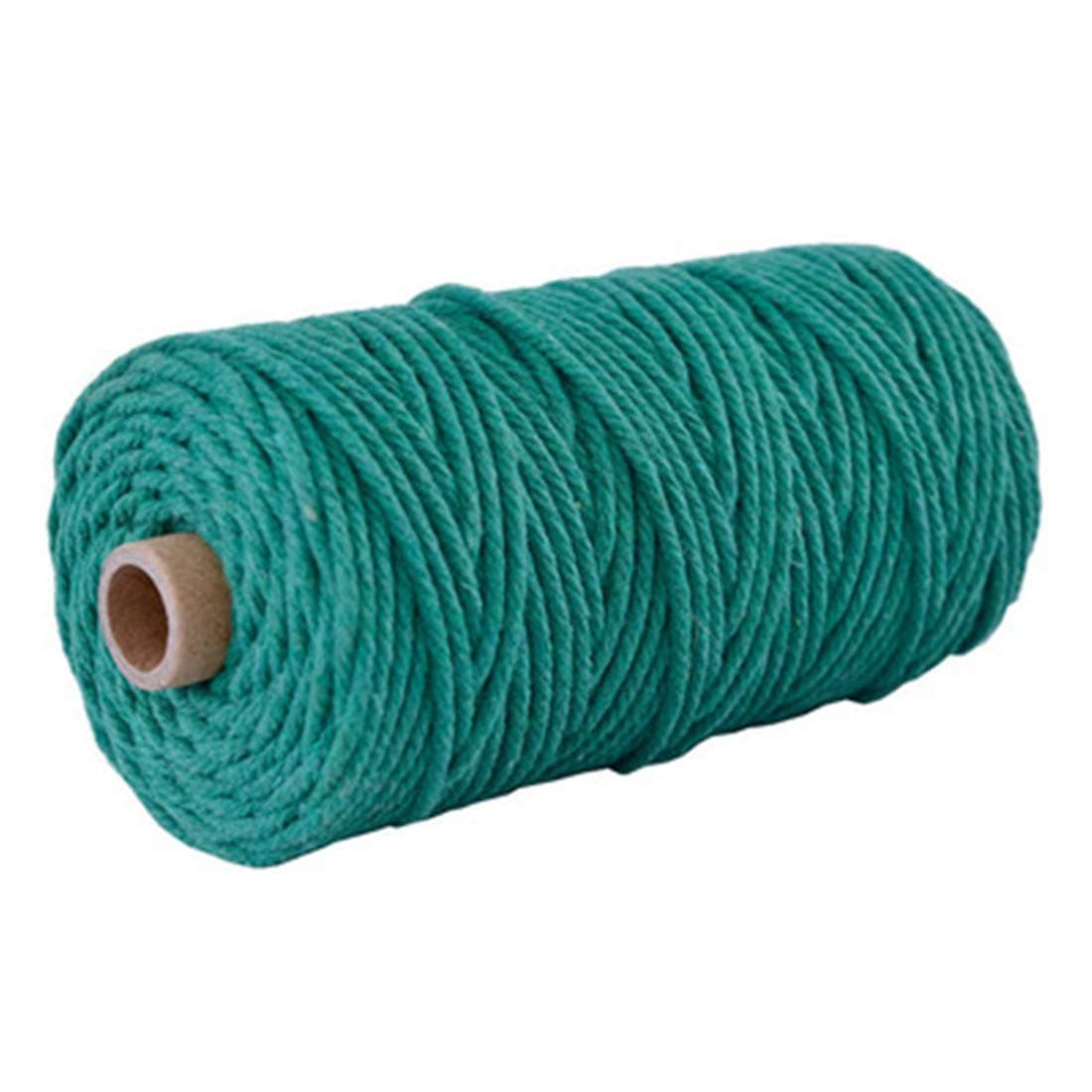 Macrame Cord 3mm 4mm -Black Gray White Cotton Cord -100% Natural Cotton String -Macrame Pattern -Craft Yarn -Rope (Glass Green, 3mm)