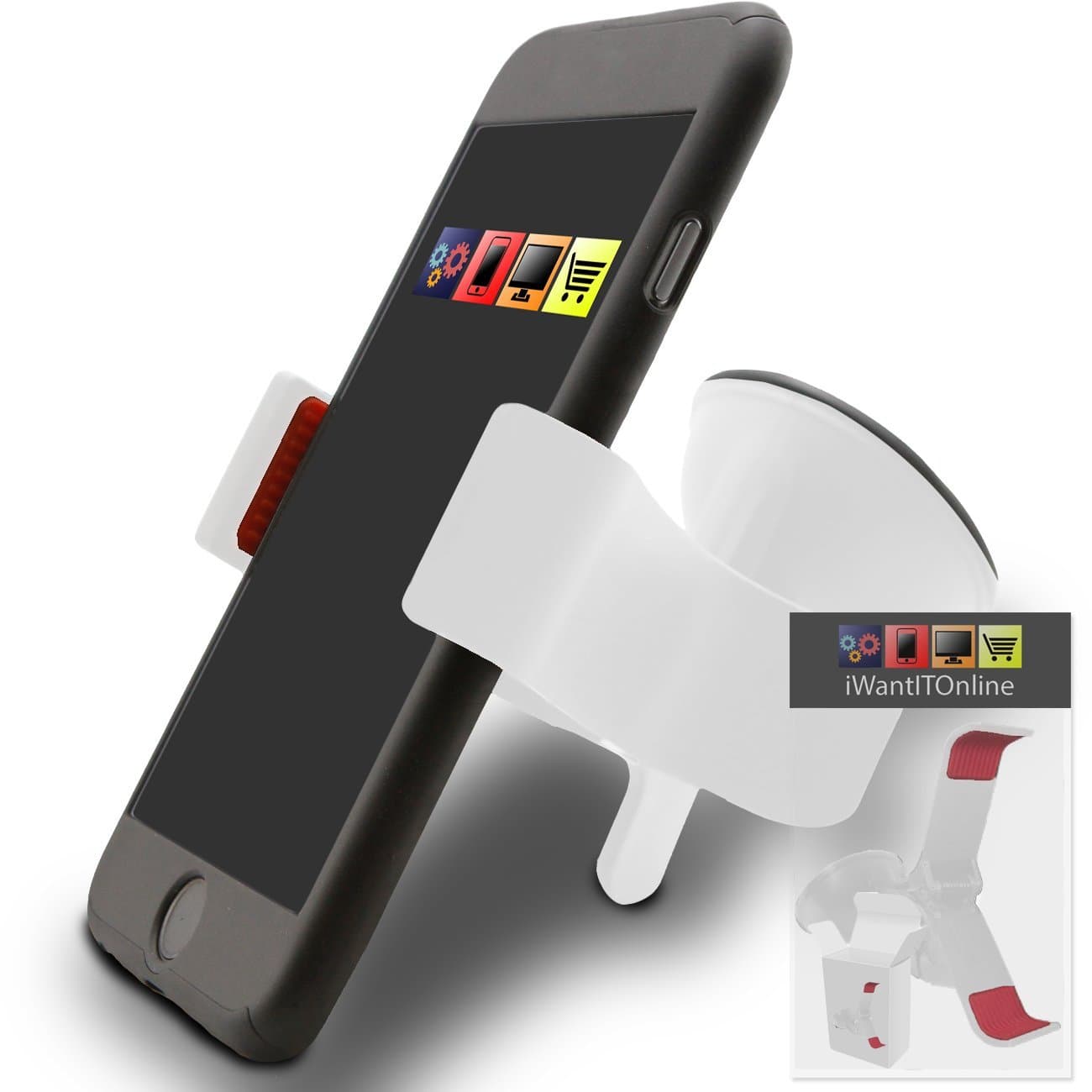 IWIO Sony Ericsson W950I White SuperClaw Multi-Directional Dashboard / Windscreen, Case Compatible (Use with or without your existing case!) Clip On Suction Mount In Car Holder