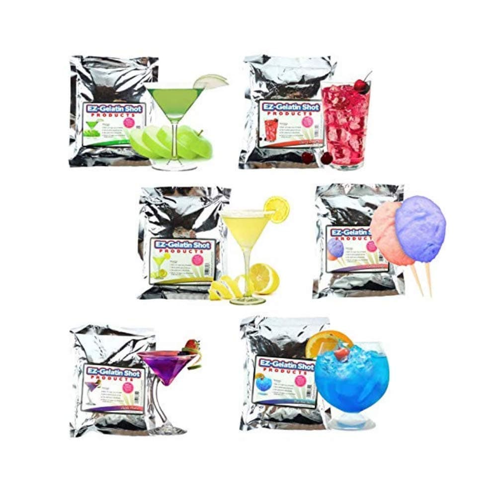 EZ Squeeze 6 Pack Sampler Jello Shot Mixes Makes over 200, 2oz Jello Shots – Natural Boom Gelatin – 6.78 oz. Each – Fun For All Occasions, Birthday Party,Bachelorette Party