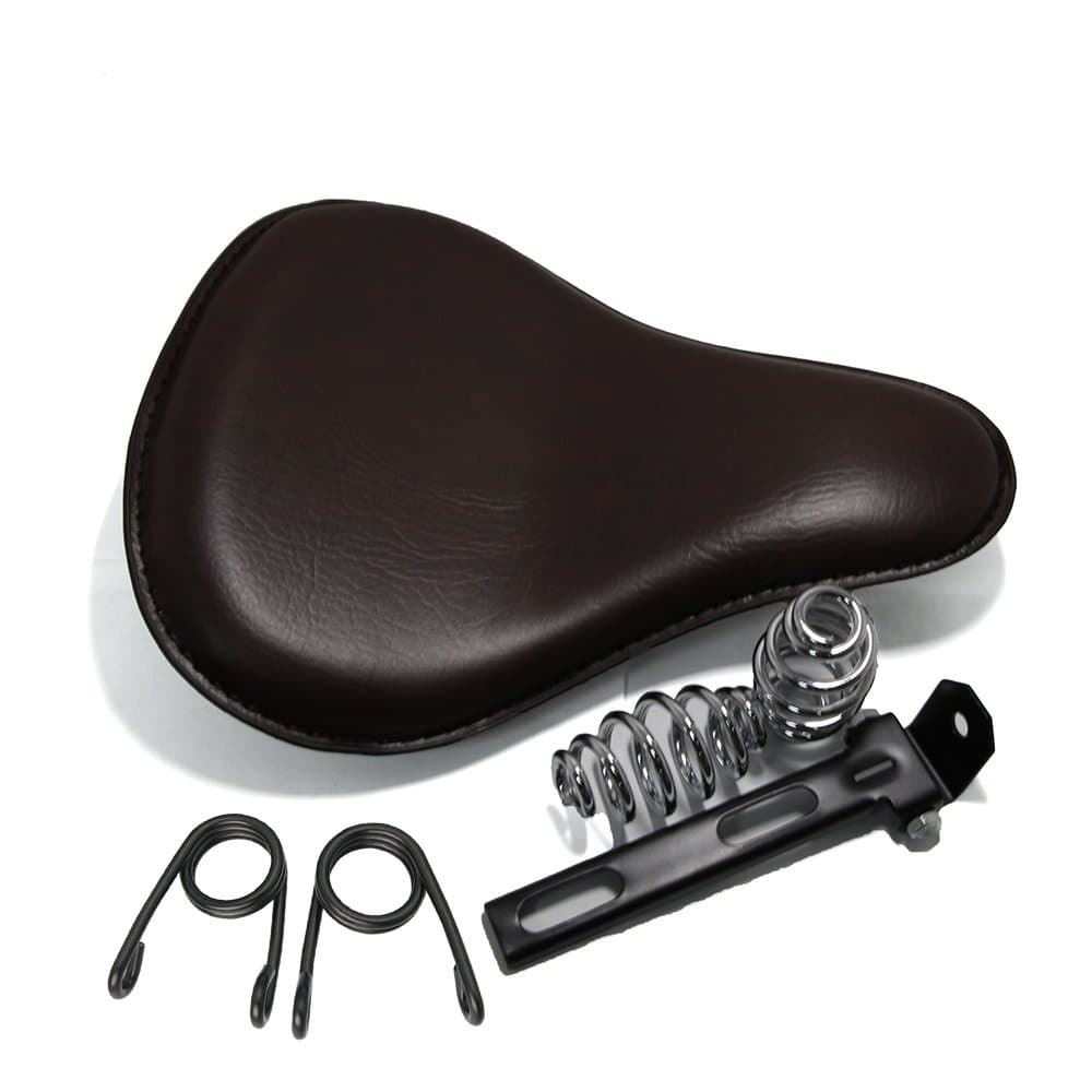 13" Brown Spring Softail Leather Bracket Seating Cushion for Harley Sportster Chopper Bobber