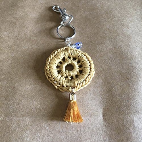 Boho Decor Bohemian Dreamcatcher Mustard Boho Chic evil eye car decoration charm Keychain beat Charm