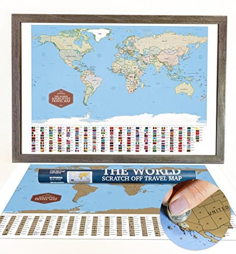 The World Scratch Off Travel Map by Mappinners, With US States, Countries, Capitals &amp; Flags