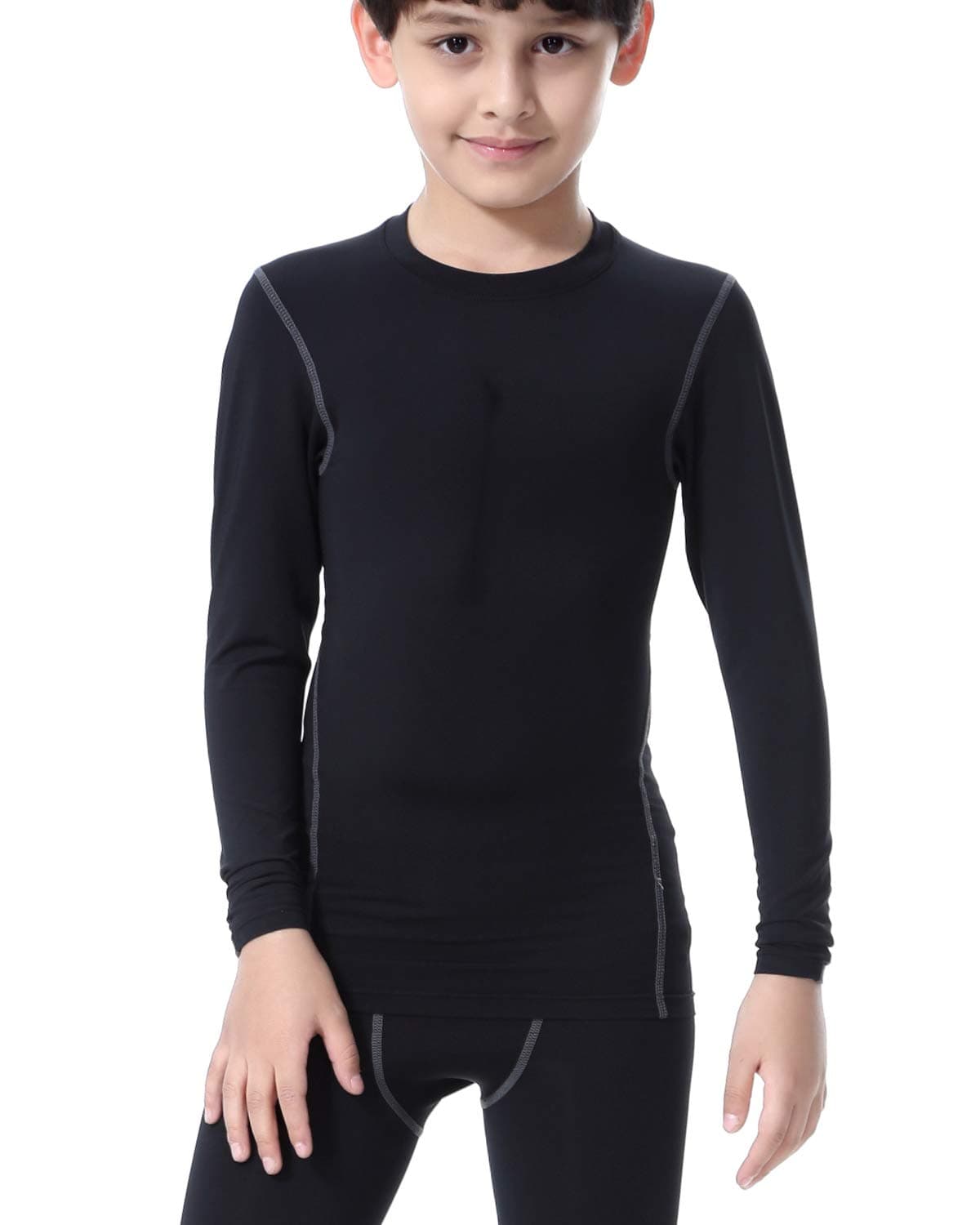 LNJLVI Boys' Youth Long Sleeve Athletic Shirts Compression Base Layer Underwear Running Baseball Soccer T-Shirts